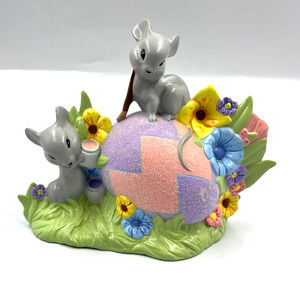 Vintage Ceramic Handmade Easter Egg Mice Spring Decor Shelf Sitter Figurine 80's